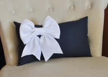Load image into Gallery viewer, White Bow on Navy Lumbar - Daisy Manor