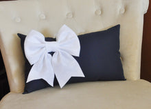 Load image into Gallery viewer, White Bow on Navy Lumbar - Daisy Manor