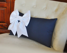 Load image into Gallery viewer, White Bow on Navy Lumbar - Daisy Manor