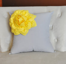 Load image into Gallery viewer, Decorative Pillows Yellow Corner Dahlia on Gray Pillow for Couch 14 X 14 - Throw Pillow - Yellow and Gray Home Decor - - Daisy Manor