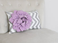 Load image into Gallery viewer, Lilac Purple / Grey Chevron Pillow - Daisy Manor