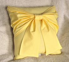 Load image into Gallery viewer, Yellow Decorative Pillow -- White Corner Flower on Yellow Pillow 14 X 14 - Nursery Decor Pillows - Daisy Manor