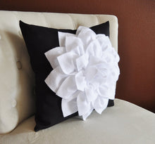 Load image into Gallery viewer, Two Flower Wall Hangings -White Dahlia on Black 12 x12" Canvas Wall Art- Black and White Wall Decor - Daisy Manor