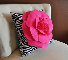 Load image into Gallery viewer, Hot Pink Wall Hanging -Hot Pink Dahlia on Zebra Print 12 x12" Canvas Wall Art- Baby Nursery Wall Decor- - Daisy Manor