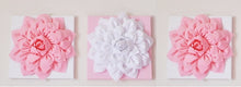 Load image into Gallery viewer, Three Wall Hangings Light Pink Dahlia on White and White Dahlia on Light Pink 12 x12" Canvases Wall Art- Baby Nursery Wall - Daisy Manor