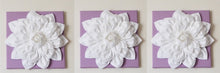 Load image into Gallery viewer, Wall Art -Set of Three White Dahlia on Lilac 12 x12" Canvas Wall Art - Home Decor - Nursery Decor - Daisy Manor