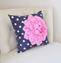 Load image into Gallery viewer, Navy Polka Dot Pillow - Daisy Manor