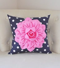 Load image into Gallery viewer, Navy Polka Dot Pillow - Daisy Manor