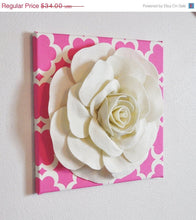 Load image into Gallery viewer, Nursery Wall Decor -Ivory Rose on Pink Tarika 12 x12" Canvas Wall Art- Flower Wall Art - Daisy Manor