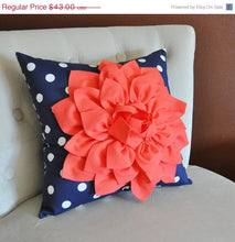 Load image into Gallery viewer, Navy Polka Dot Pillow - Daisy Manor