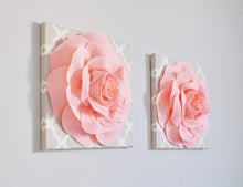 Load image into Gallery viewer, Two Wall Flowers -Light Pink Roses on Neutral Gray Tarika Print 12 x12" Canvases Wall Art- Baby Nursery Wall Decor- - Daisy Manor