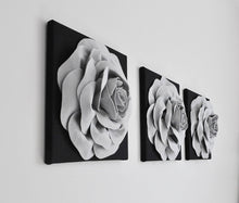 Load image into Gallery viewer, Silver Rose on Black Canvas Wall Art - Daisy Manor