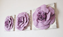 Load image into Gallery viewer, Three Lilac Rose on Neutral Gray Tarika Canvases - Daisy Manor
