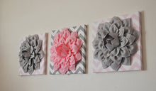 Load image into Gallery viewer, Three Gray and Light Pink Chevron Canvases - Daisy Manor