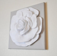 Load image into Gallery viewer, White Rose On Gray Canvas size 18x18 - Daisy Manor