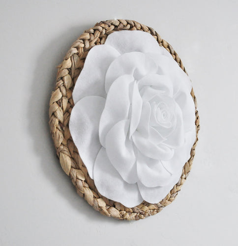 Rose on Basket Weave Wall Art Circle Wall Decor - Daisy Manor