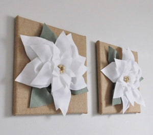 White Poinsettia Flower Wall Decor