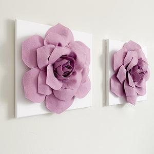 TWO Lilac Succulent Flower Wall Art Canvases