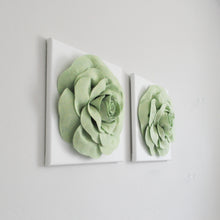 Load image into Gallery viewer, Pastel Green Roses on White Canvas Set FLOWER DECOR
