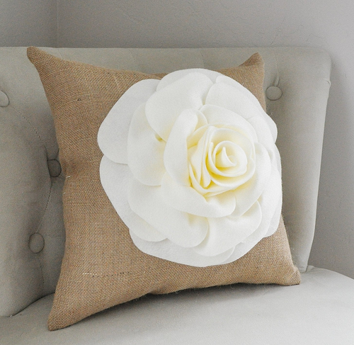 Decorative Pillow Burlap - Daisy Manor