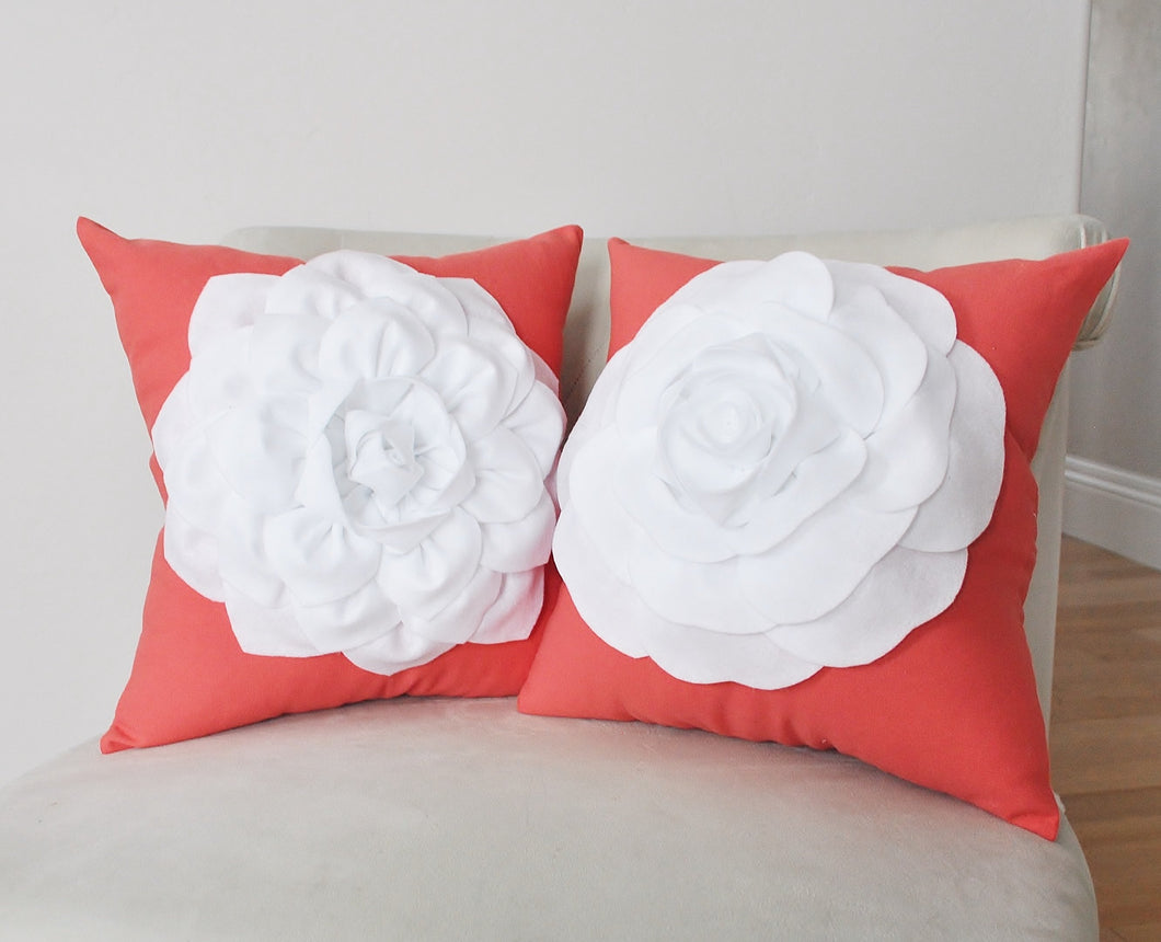 Decorative Coral Flower Pillows - Daisy Manor