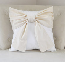 Load image into Gallery viewer, Decorative Ivory Bow Pillow Neutral Bow Tie Pillow - Daisy Manor

