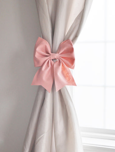 Blush Bow Curtain Tie Curtain Hold Back - Daisy Manor