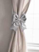 Load image into Gallery viewer, Grey Bow Curtain Tie Back Set - Daisy Manor
