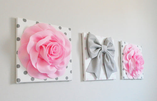 Pink and Gray Polka Dot Set - Daisy Manor