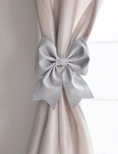 Load image into Gallery viewer, Grey Bow Curtain Tie Back Set - Daisy Manor
