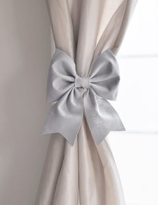 Grey Bow Curtain Tie Back Set - Daisy Manor