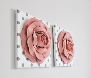 Blush Rose Flower Wall Decor Nursery Set of Two - Daisy Manor