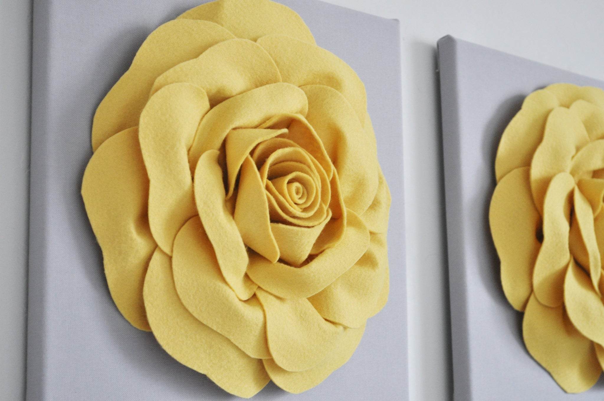 Mellow Yellow Rose Flower Wall Decor Set of Two 3d floral wall art
