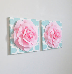 Pink and Aqua Rose Wall Decor - Daisy Manor