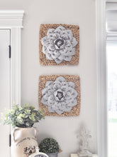 Load image into Gallery viewer, Gray Dahlia Flower on Square Hyancith Hanging Wall Decor Set - Daisy Manor
