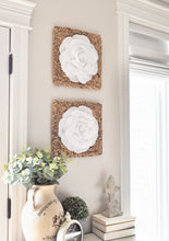 Load image into Gallery viewer, White Rose on Square Woven Water Hyancith Boho Wall Decor - Daisy Manor
