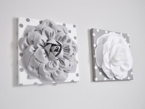 Gray and White Flower Nursery Wall Art Set - Daisy Manor