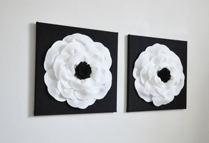 White and Black Poppy Wall Art Set of Two - Daisy Manor