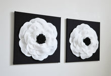 Load image into Gallery viewer, Guest Bathroom White and Black Poppy Wall Art Set of Two - Daisy Manor

