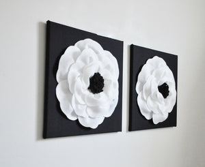 White and Black Poppy Wall Art Set of Two - Daisy Manor