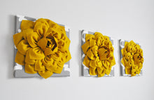Load image into Gallery viewer, Mustard Dahlia Flowers on Gray Moroccan Canvases
