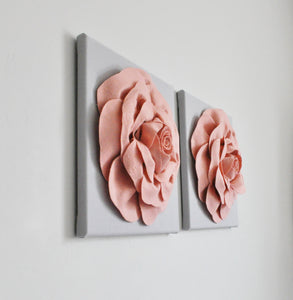 Blush Rose Wall Hanging Canvas Set of Two - Daisy Manor