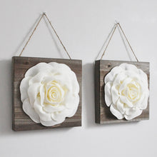 Load image into Gallery viewer, Ivory Roses on Wood Wall Art Floral Wood Wall Decor - Daisy Manor

