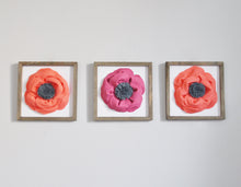 Load image into Gallery viewer, Framed Flower Wall Art Set of Three 3d Poppy Flowers - Daisy Manor
