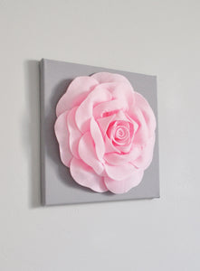 Light Pink Rose on Gray Canvas - Daisy Manor