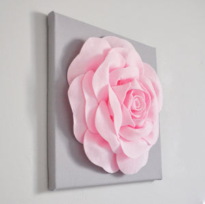 Light Pink Rose on Gray Canvas - Daisy Manor