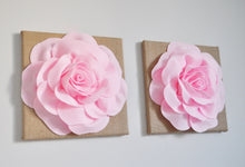 Load image into Gallery viewer, Light Pink Rose on Burlap Canvas Set of Two - Daisy Manor

