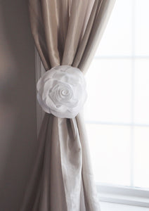 White Rose Flower Curtain Tie Back - Daisy Manor
