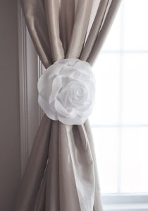 White Rose Flower Curtain Tie Back - Daisy Manor