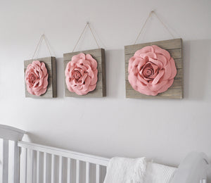 Blush Rose Wood Wall Decor Set - Daisy Manor